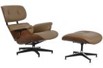 Designerski fotel Lounge Look z podnóżkiem brązowy - Item International 1