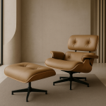 Designerski fotel Lounge Look z podnóżkiem brązowy - Item International 2