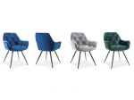 Eleganckie Krzesło pikowane niebieski aksamit 3
