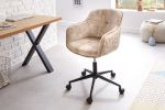 Fotel biurowy Krzesło Euphoria aksamitne beżowe - Invicta Interior 3