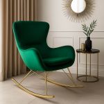 Fotel bujany Scandinavia Swing zielony aksamitny - Invicta Interior 2