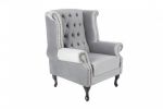 Fotel Chesterfield Mink Aksamit srebrny szary  - Invicta Interior 1