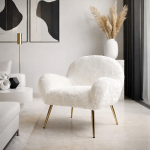 Fotel Cozy armchair z futerkiem złoty - Inart 2