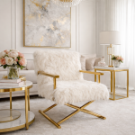 Fotel Mr. Fluffy biało-złoty - Kare Design 2