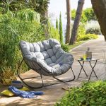 Fotel sofa ogrodowa bujana grafitowa antracytowa - Atmosphera 5