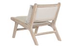 Fotel wypoczynkowy drewniany z poduszką beżowy 3