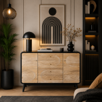 Komoda drewniana Retro round czarna - Item International 2