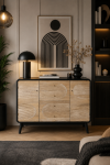 Komoda drewniana Retro round czarna - Item International 3