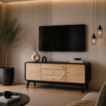 Komoda drewniana RTV Retro round czarna - Item International 2