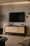 Komoda drewniana RTV Retro round czarna - Item International 3