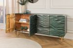 Komoda drewniana Wave Lagoon 160 cm drewno mango turkusowa  - Item International 3