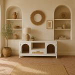 Komoda drewniana Windows biała z plecionką wiedeńską RTV - Item International 2