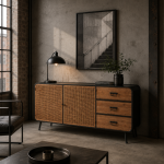 Komoda industrialna Vintage II z plecionką wiedeńską - J-Line 2