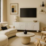 Komoda Japandi 3D RTV pod TV ivory  - Item International 3
