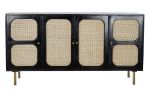 Komoda Retro rattanowa drewno mango Squares czarna - Item International 1