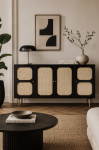 Komoda Retro rattanowa drewno mango Squares czarna - Item International 3