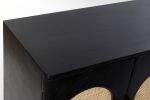 Komoda Retro rattanowa drewno mango Wheels czarna  - Item International 5