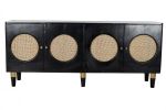 Komoda Retro rattanowa drewno mango Wheels czarna  - Item International 1