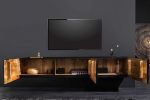 Komoda szafka wisząca RTV pod TV Golden Sunset drewniana mango - Invicta Interior 8