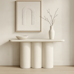 Konsola owalna Japandi Arches biała beżowa - Item International 1