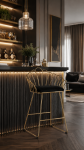 Krzesło barowe hoker Bloom Elegant złote czarne - Inart 3