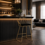 Krzesło barowe hoker Bloom Elegant złote czarne - Inart 2