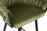 Krzesło barowe hoker Interlace aksamitny zielony 5