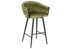 Krzesło barowe hoker Interlace aksamitny zielony 1