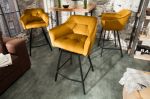 Krzesło barowe Hoker Loft aksamitny velvet musztardowy - Invicta Interior 3