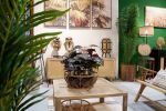 Krzesło barowe hoker rattanowy Icon retro z plecionką wiedeńską brązowy tapicerowany - Item International 10