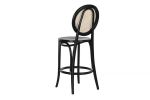 Krzesło barowe hoker rattanowy Icon retro z plecionką wiedeńską czarny 3
