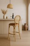 Krzesło barowe hoker rattanowy Icon retro z plecionką wiedeńską naturalny tapicerowany - Item International 3