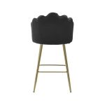 Krzesło barowe hoker Shell Peacock aksamitny czarny złoty 4