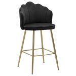 Krzesło barowe hoker Shell Peacock aksamitny czarny złoty 1