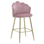 Krzesło barowe hoker Shell Peacock aksamitny różowy złoty 2