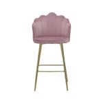 Krzesło barowe hoker Shell Peacock aksamitny różowy złoty 3