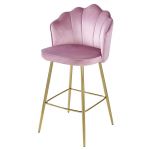 Krzesło barowe hoker Shell Peacock aksamitny różowy złoty 1