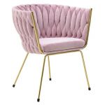 Krzesło Chest More aksamitne różowo-złote 1