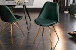  Krzesło Scandinavia Retro aksamitne butelkowa zieleń złote  - Invicta Interior 1