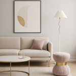 Lampa podłogowa biała z plisowanym kloszem - Item International 2