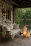 Lampa podłogowa Latarnia Boho 60 cm z lnu - Item International 2