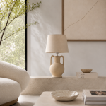 Lampa stołowa Santorini beżowa biała - Item International 2