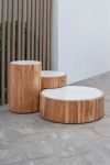 Ława okrągła drewniana Modern z marmurowym blatem - Item International 6