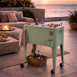 Lodówka retro ogrodowa na kółkach miętowa 4