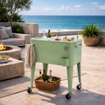 Lodówka retro ogrodowa na kółkach miętowa 2