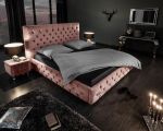 Łóżko Paris 160x200 cm aksamitne różowe - Invicta Interior 1