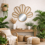 Lustro rattanowe Peacock 70 cm  - Item International 2