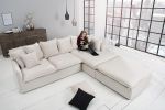 Narożnik Sofa Heaven rustykalny lniany kolor natur  - Invicta Interior 5