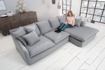 Narożnik Sofa Heaven rustykalny lniany szary  - Invicta Interior 7