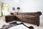 Narożnik sofa narożna Chesterfield antik brown ottoman lewy - Invicta Interior 7